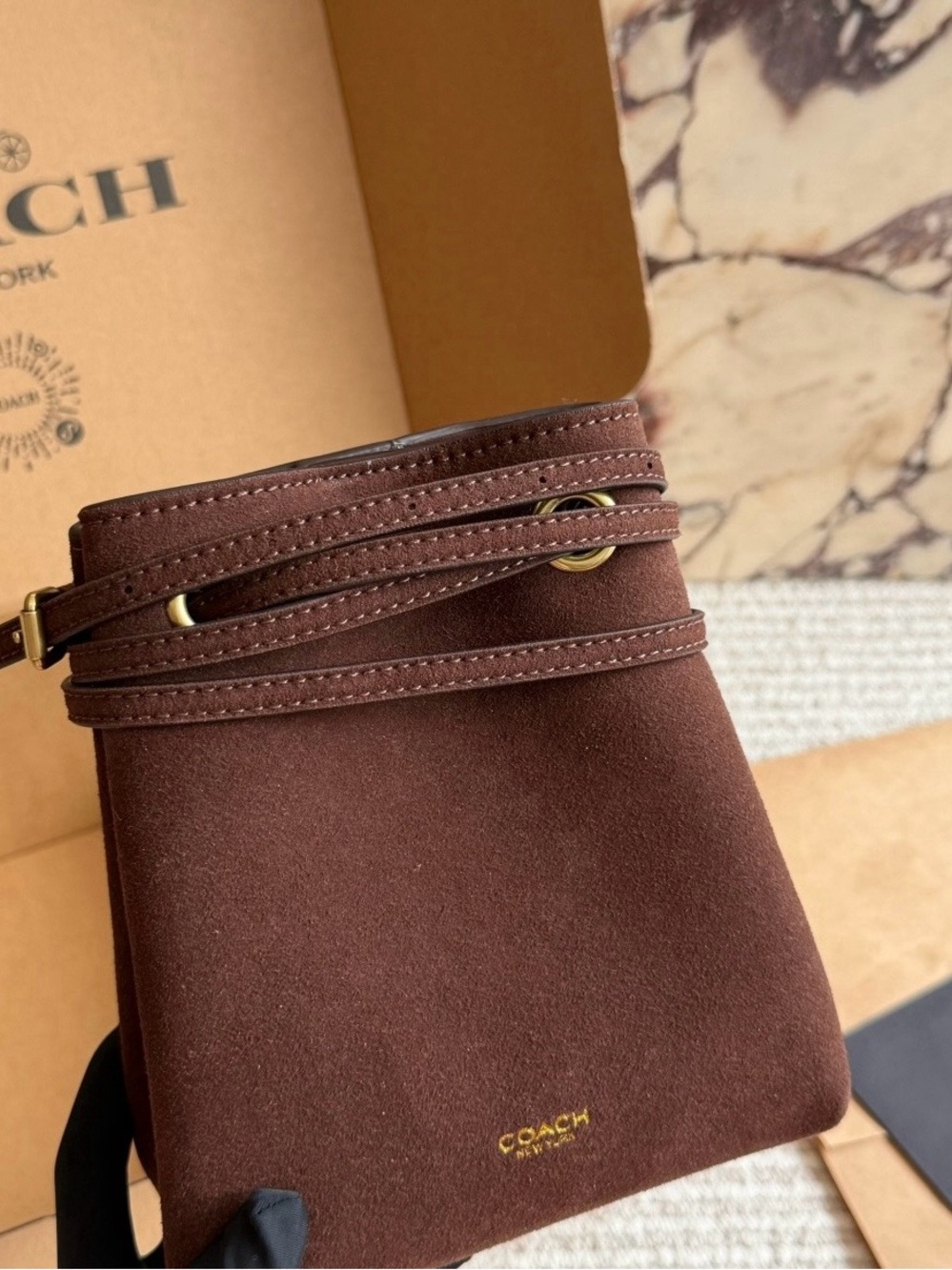 Coach Chocolate Brown Suede Messenger Crossbody